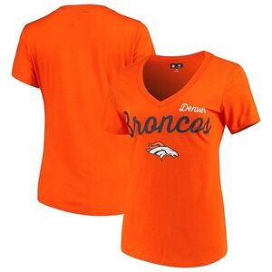 NFL Denver‎ Broncos T-Shirt V-Neck Short Sleeve Orange Tee XS NWOT